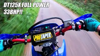 DT125X 2006  SUPERMOTO 33BHP FULL POWER Pov [upl. by Ahsram]