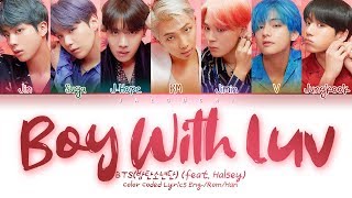 BTS 방탄소년단  Boy With Luv 작은 것들을 위한 시 feat Halsey Color Coded Lyrics EngRomHan가사 [upl. by Nerland]