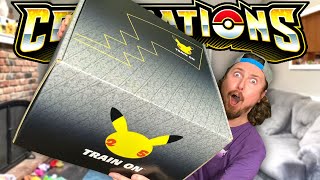 WORLDS BIGGEST POKEMON CARDS BOX EVER MADE Pokemon Celebrations Opening [upl. by Lanna]