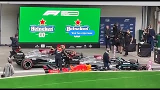 Officiel  Verstappen sous enquête des commissaires pour avoir enfreint la règle du parc fermé [upl. by Sucitivel]