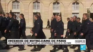 Incendie de NotreDame  les pompiers qui ont sauvé la cathédrale reçus à lÉlysée [upl. by Dayle]