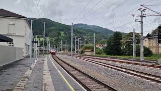 Durchfahrt des railjet 534 Ersatzgarnitur am 09062024 in Mürzzuschlag [upl. by Yerfoeg]