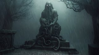 Unleashing the Fear A SpineChilling Night with the Cthulhu Statue in the Rain  Dark Ambient Sound [upl. by Nylarat]