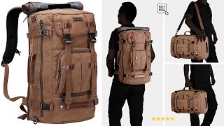 WITZMAN Canvas Backpack Vintage Travel Backpack Large Laptop Bags Convertible Shoulder Rucksack [upl. by Apfelstadt707]