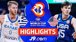 Greece 🇬🇷 vs USA 🇺🇸  J9 Highlights  FIBA Basketball World Cup 2023 [upl. by Noteloc]