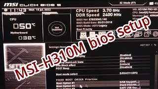 MSI H310M bios setting  How to bios setup of msih310m motherboard [upl. by Modern]