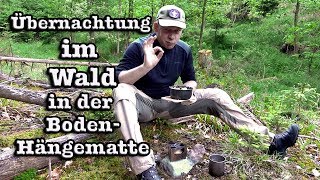 Bushcraft Waldübernachtung mit Hängematte am Boden [upl. by Lertnom]