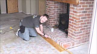 How to install your Laminate Wood floor against brick or stone fireplace or wall undercut [upl. by Tempa]