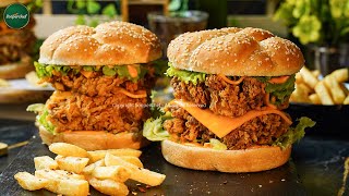 KFC Style Mighty Zinger Burger Recipe by SooperChef [upl. by Edme846]