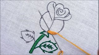 easy rose embroidery with very simple stitch flower embroidery new needle point art rose embroidery [upl. by Mensch]