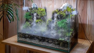 Making an Aquaterrarium with two flowing waterfalls [upl. by Nosidam529]