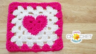 Heart at the Centre Granny Square Crochet Pattern amp Tutorial The Original Pattern  Jayda InStitches [upl. by Nilram]