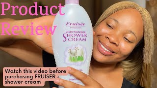 FRUISER DOUBLE MOISTURIZING SHOWER CREAM WITH GOAT MILK AND PEARL POWER FRUISER PRODUCT REVIEW [upl. by Ianteen536]