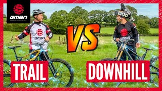 Trail Bike Vs Downhill Mountain Bike Challenges [upl. by Eneryc]