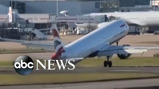 Plane tail strikes runway on landing attempt [upl. by Meakem]