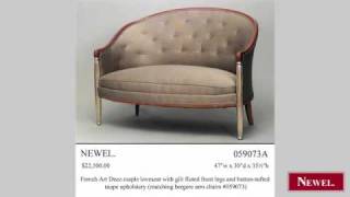 Antique French Art Deco maple loveseat with gilt fluted [upl. by Odab]