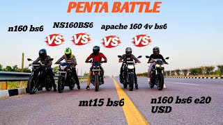 N160 BS6 VS NS160 BS6 VS MT15 BS6 VS APACHE 160 BS6 VS N160 BS6 E20🔥 [upl. by Daj24]