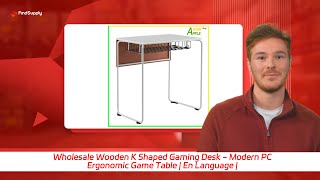 Wholesale Wooden K Shaped Gaming Desk  Modern PC Ergonomic Game Table  En Language [upl. by Aliekat]