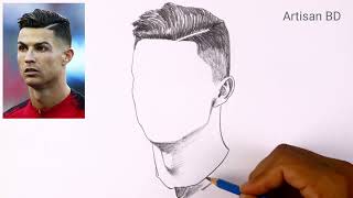 Pencil Sketch of Cristiano Ronaldo Easy step by step Drawing  CR7 from Al Nassr Club cristiano [upl. by Abbotson472]