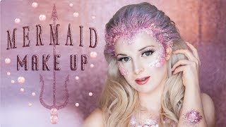 Pink Mermaid Makeup Tutorial amp Mermaid Scales [upl. by Ennoval]