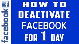 Deactivating Facebook Account for 1 day  How to Deactivate Facebook Account for a Day [upl. by Lorene]