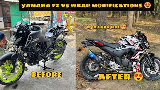 Finally bike wrap kar di  FULL BEND PIPE EXHAUST fzv3 fz fz25bs6 [upl. by Ranger]