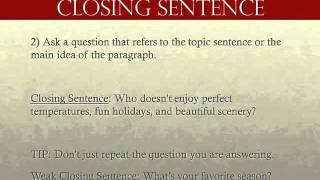 Closing Sentence Notes [upl. by Orvan]