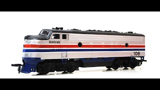 LifeLike quotAmtrakquot EMD F7 Diesel Engine 106 pulling LifeLike quotAmtrakquot Excursion Train [upl. by Meesaw]