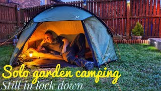 Solo garden camping as the UK lock down continues Using my new oex BOBCAT I one man tent [upl. by Ihdin392]