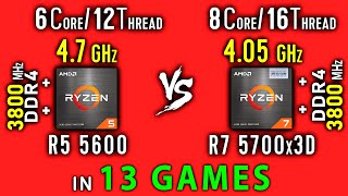 Ryzen 5 5600 OC vs Ryzen 7 5700x3D Test in 13 Games or R5 5600x vs R7 5700x3D [upl. by Unam]