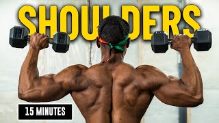 15 Minute Dumbbell Shoulders Workout  Burn amp Build 4 [upl. by Eivets]