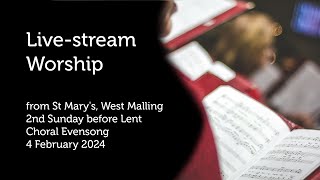 Choral Evensong from St Marys West Malling 28 January 2024 [upl. by Rugen]