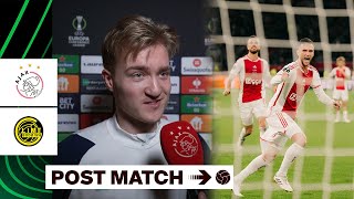 Debutant Rijkhoff amp Branco  back 🎤  Reacties na Ajax  BodøGlimt  UEFA Conference League [upl. by Aicineohp]