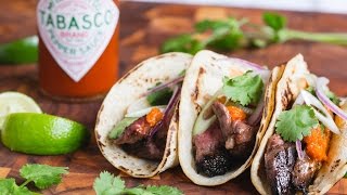 Mario Batalis Sweet amp Spicy Steak Fajita Tacos [upl. by Nodgnal254]