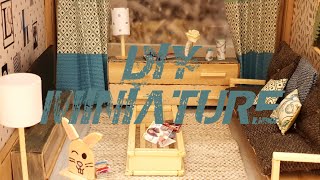 DIY MINIATURE 1 CREATION FACILE DE 20 OBJETS salon en bois living room [upl. by Armington]