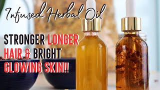 How To Make HERBAL OIL for HAIR GROWTH  BEST OIL for GLOWING SKIN DIY [upl. by Terti]