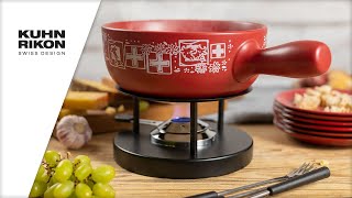 Cheese fondue set ceramic Suisse red with plates  KUHN RIKON [upl. by Atlanta]