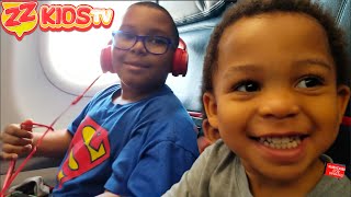 Zontay Familiys First Time In An Airplane ZZ Kids TV Travels To California [upl. by Meredith668]