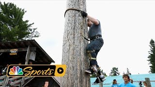 Log speed climbing fail at the 2018 Lumberjack World Championship I NBC Sports [upl. by Jotham]