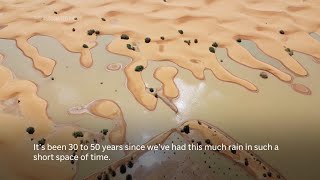 Rare flooding in the Sahara Desert in Morocco [upl. by Aicile]