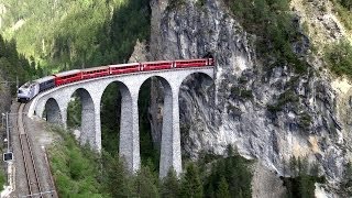 Rhätische Bahn RhBAlbulabahn zwischen ReichenauTamins und Wiesen Filisur [upl. by Aikcir50]