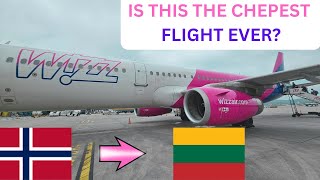 TRIP REPORT  CHEAPEST FLIGHT EVER ON WIZZ AIR FLIGHT  AIRBUS A321  STAVANGER TO KAUNAS [upl. by Kristan690]