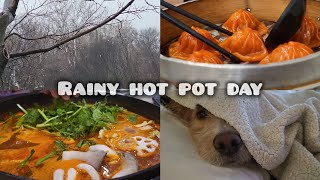 Perfect weather for homemade hot pot  Rainy day asmr [upl. by Akkinahs576]