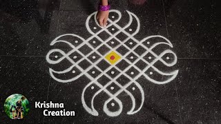 Easy sikku kolam Kambi kolam  Melikala muggulu  7x1 dot neli kolam  Beautiful Kambi kolam [upl. by Hamrnand]