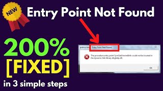 The Procedure quotEntry Point Not Found Dynamic Link Libraryquot Error Fixing In Windows 10  11  7 [upl. by Eceerahs]