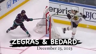 Connor Bedard amp Trevor Zegras score MICHIGAN goals on the same night [upl. by Kamilah125]