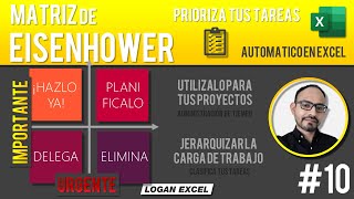 Matriz de Eisenhower en Excel Plantilla Gestión de Tiempo ⏱ como priorizar tus tareas en Excel [upl. by Yonita]