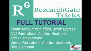 create Research gate account delete account add publication delete publication [upl. by Jeggar]