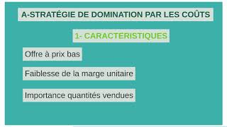 TSTMGMANA711 Stratégie de domination par les coûtsdifférenciation [upl. by Airtemad16]