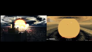 Colossal titan nuke comparison anime vs game Attack on Titan Freedom War [upl. by Pol]